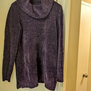 Cowl-neck chenille tunic